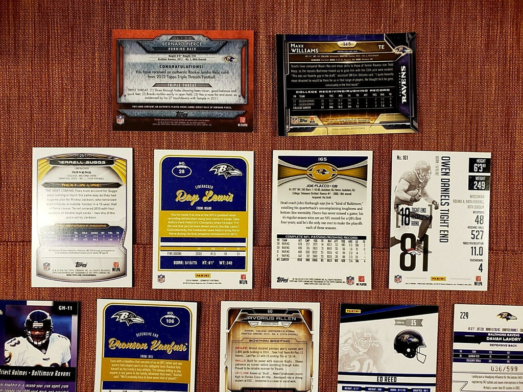 RAVENS FOOTBALL CARDS PIERCE JSY /99 LANDRY RC /599 REED OHER RC RICE RC LEWIS3