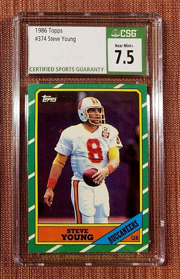 1986 Topps #374 Steve Young San Francisco 49ers Rookie Football Card CSG 7.5 NM+0