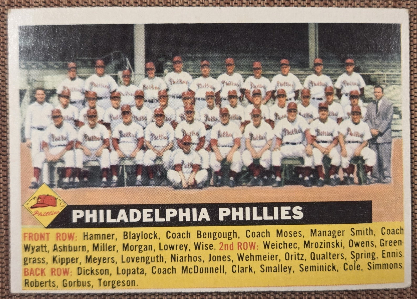 1956 Topps #72 Phillies Baseball Card Ashburn Simmons Lopata Niarhos Roberts0