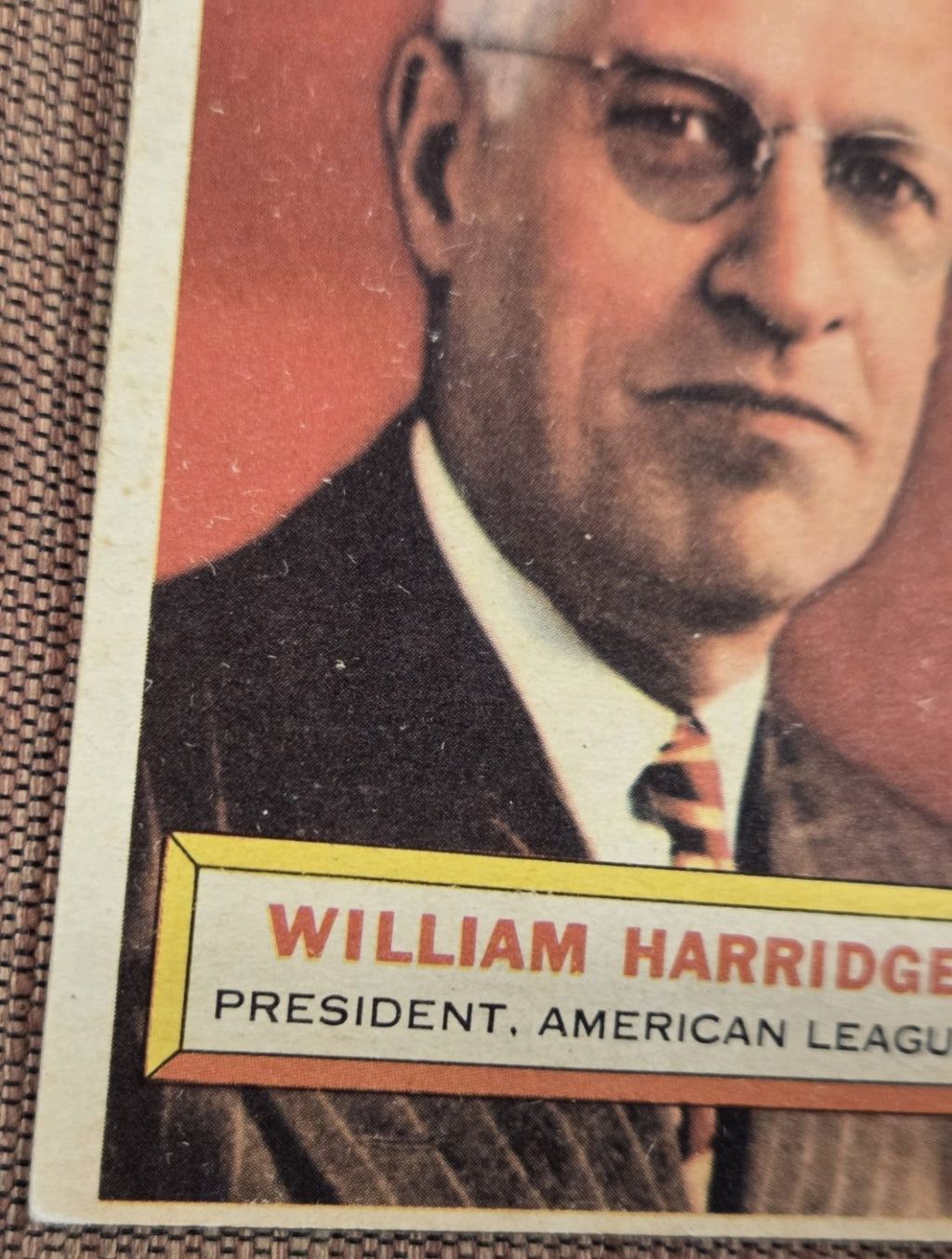 1956 Topps #1 William Harridge American League President Original Baseball Card3