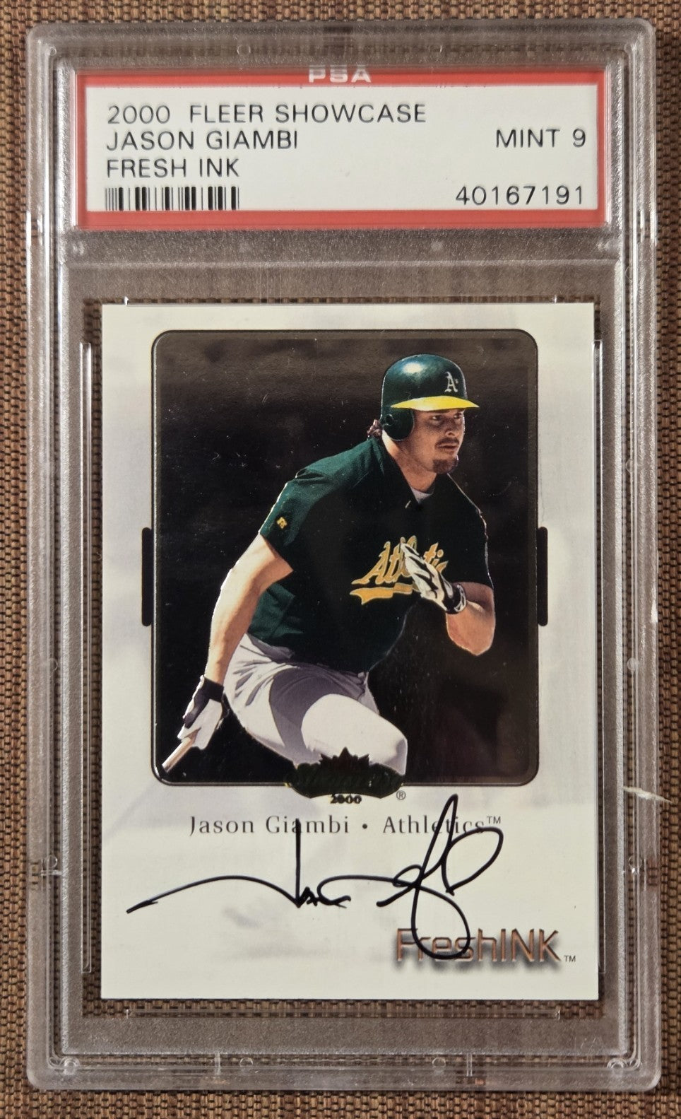 2000 Fleer Showcase Fresh Ink #15 Jason Giambi A's Baseball Card PSA 9 Mint Auto0