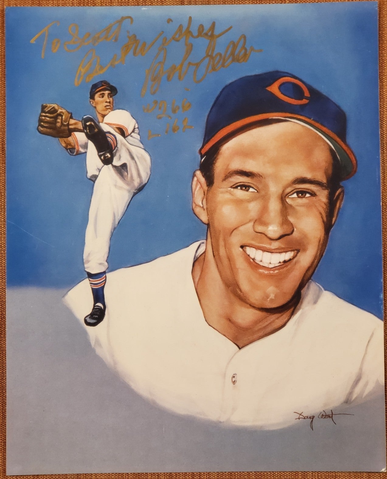Bob Feller Auto Cleveland Indians Vintage Original Baseball 8x10 Photo JSA HOF0