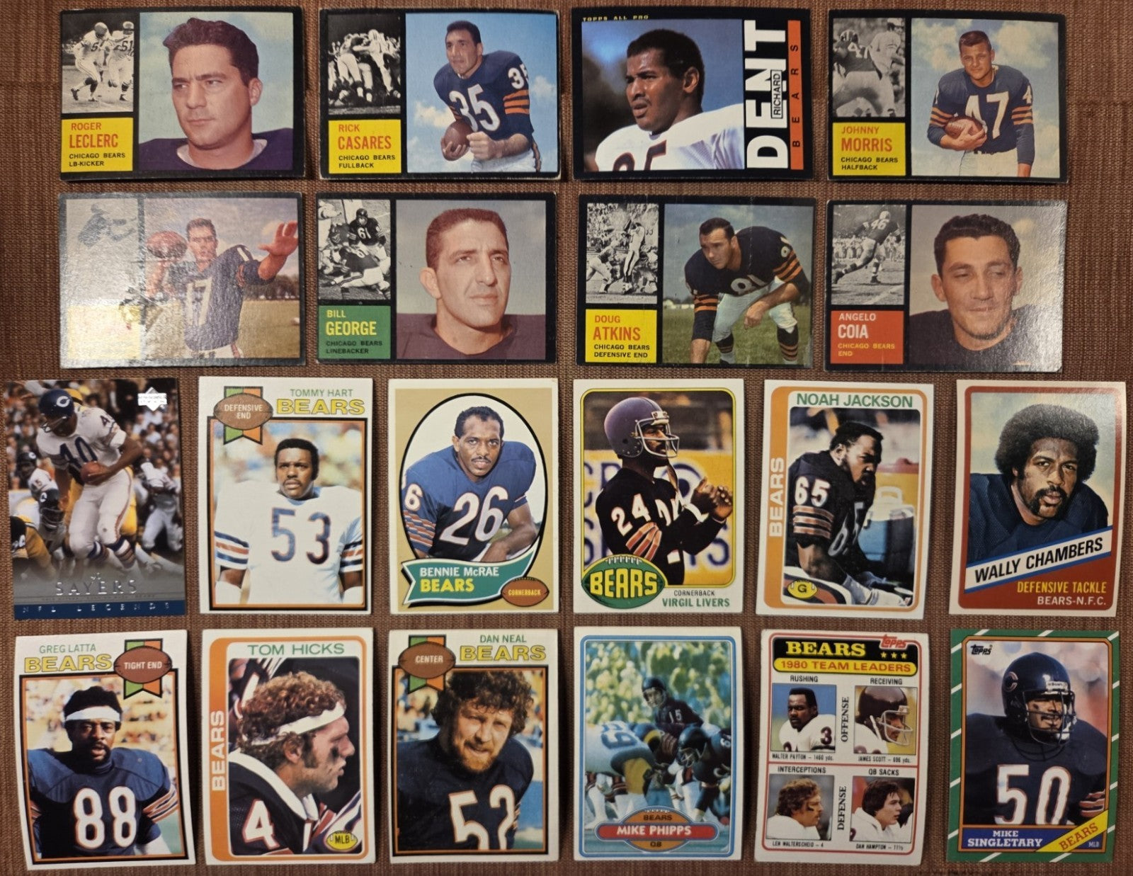 Bears Football Cards Richard Dent RC Sayers Payton Singletary George Morris SP0
