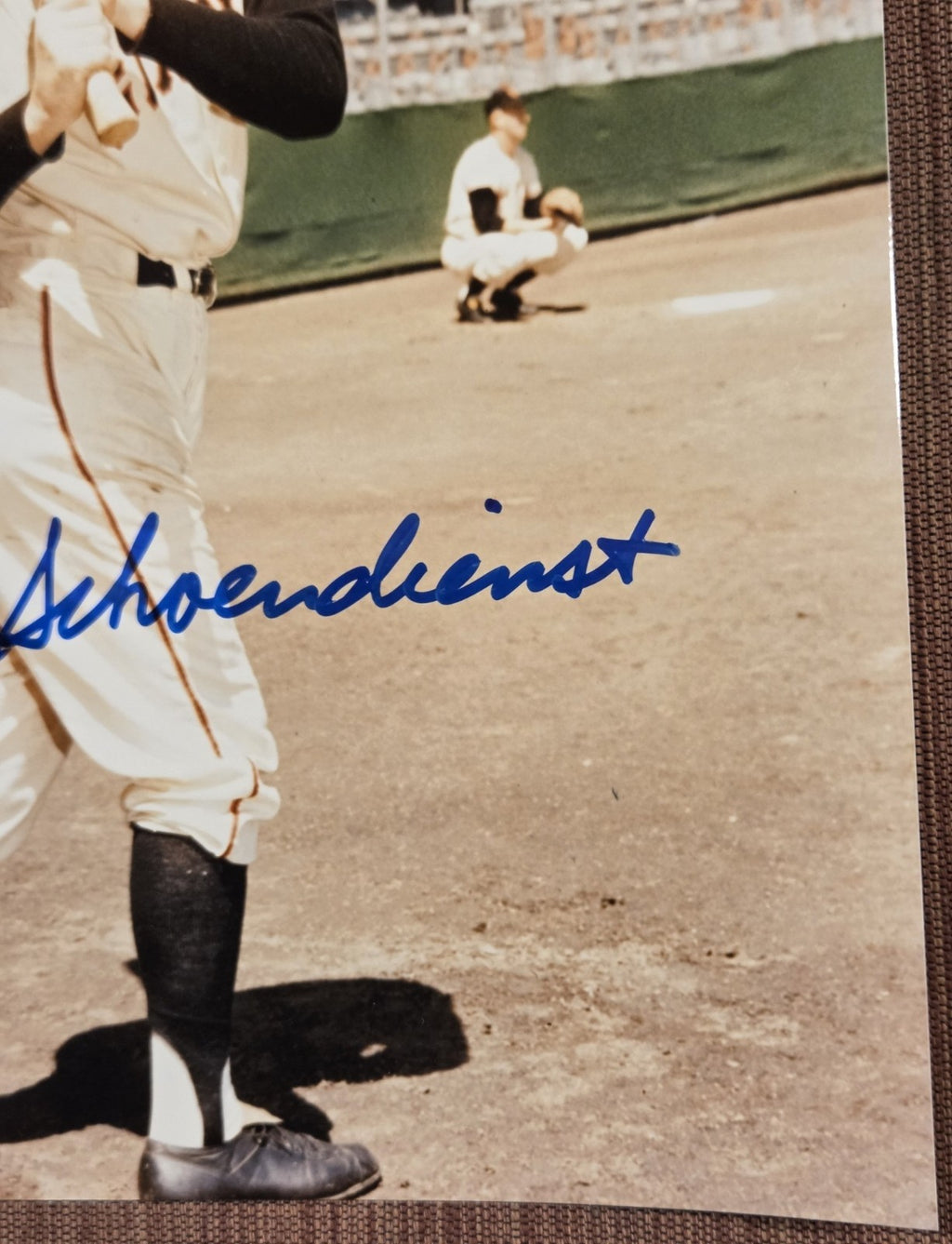 Red Schoendienst Auto New York Giants Original Baseball 8x10 Photo JSA HOF3