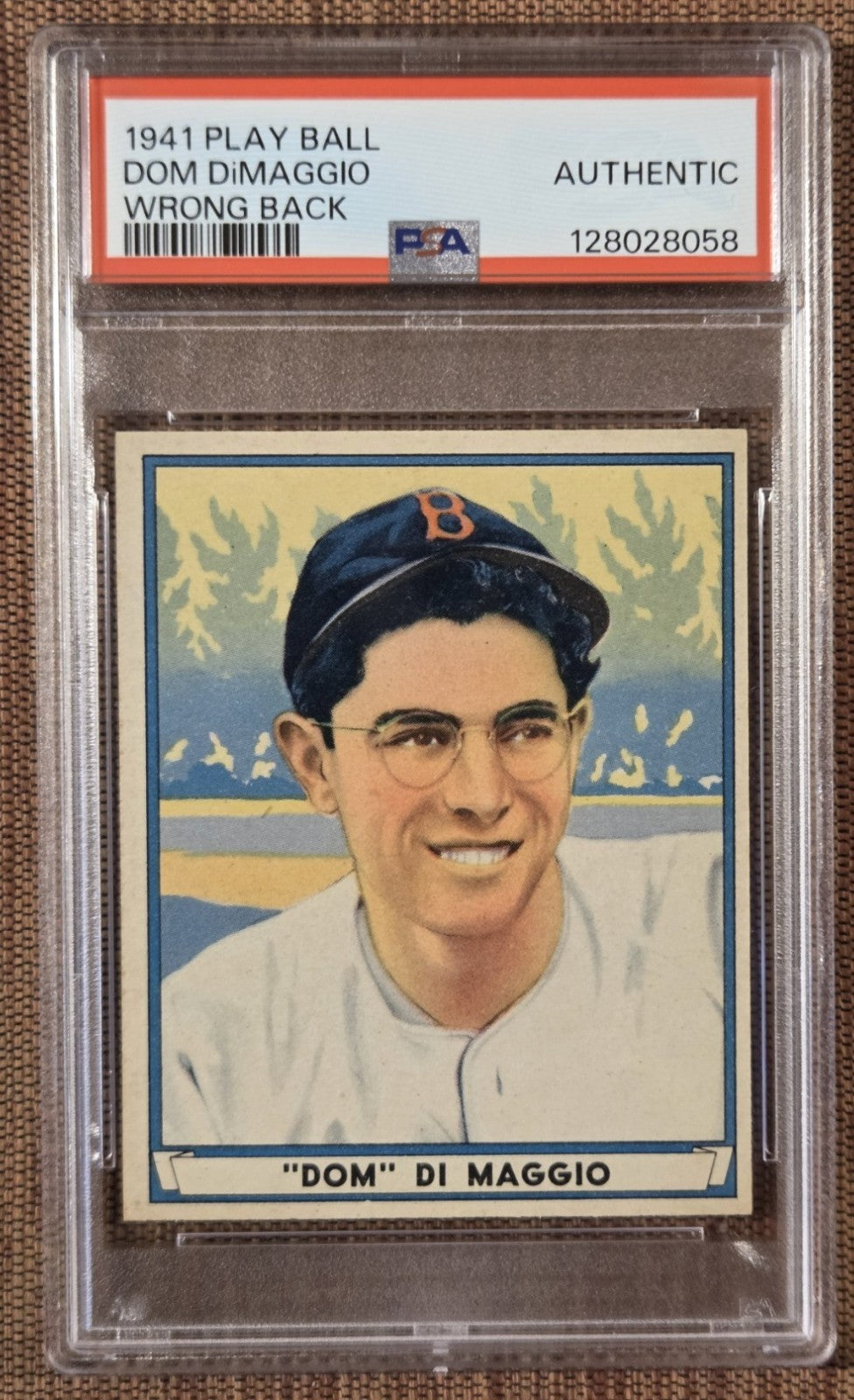 1941 Play Ball Wrong Back #63 Dom DiMaggio Red Sox Baseball Card PSA RC Error0