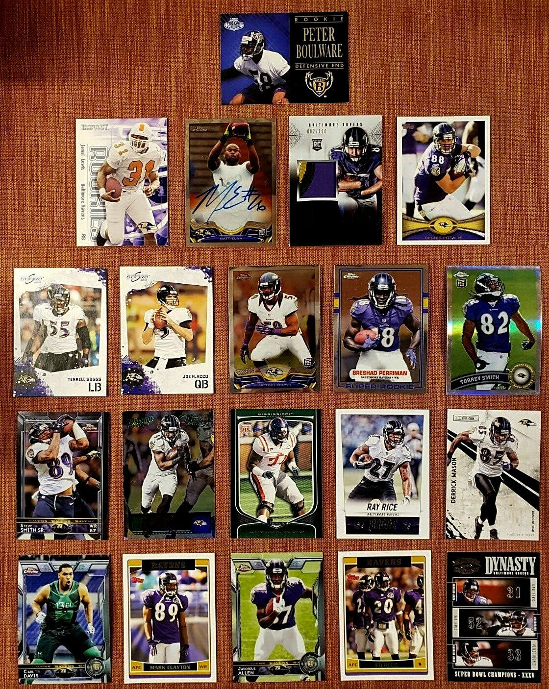 RAVENS FOOTBALL CARDS WILLIAMS JSY RC /100 ELAM AU RC SMITH RC REFRACTOR OHER RC0