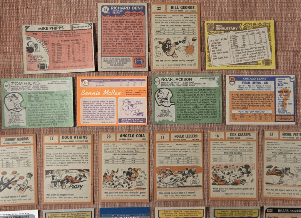 Bears Football Cards Richard Dent RC Sayers Payton Singletary George Morris SP8