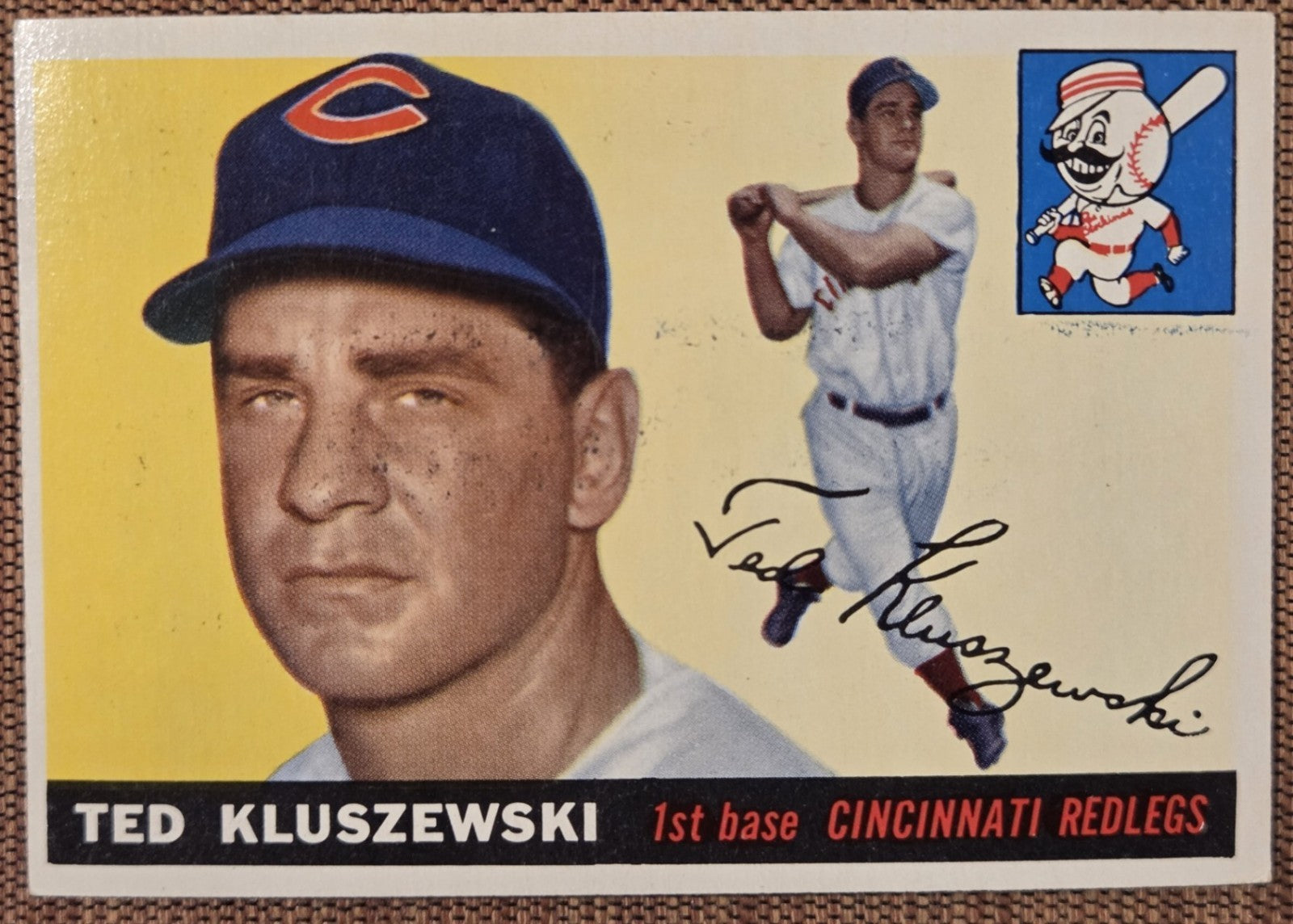 1955 Topps #120 Ted Kluszewski Cincinnati Reds Vintage Original Baseball Card0