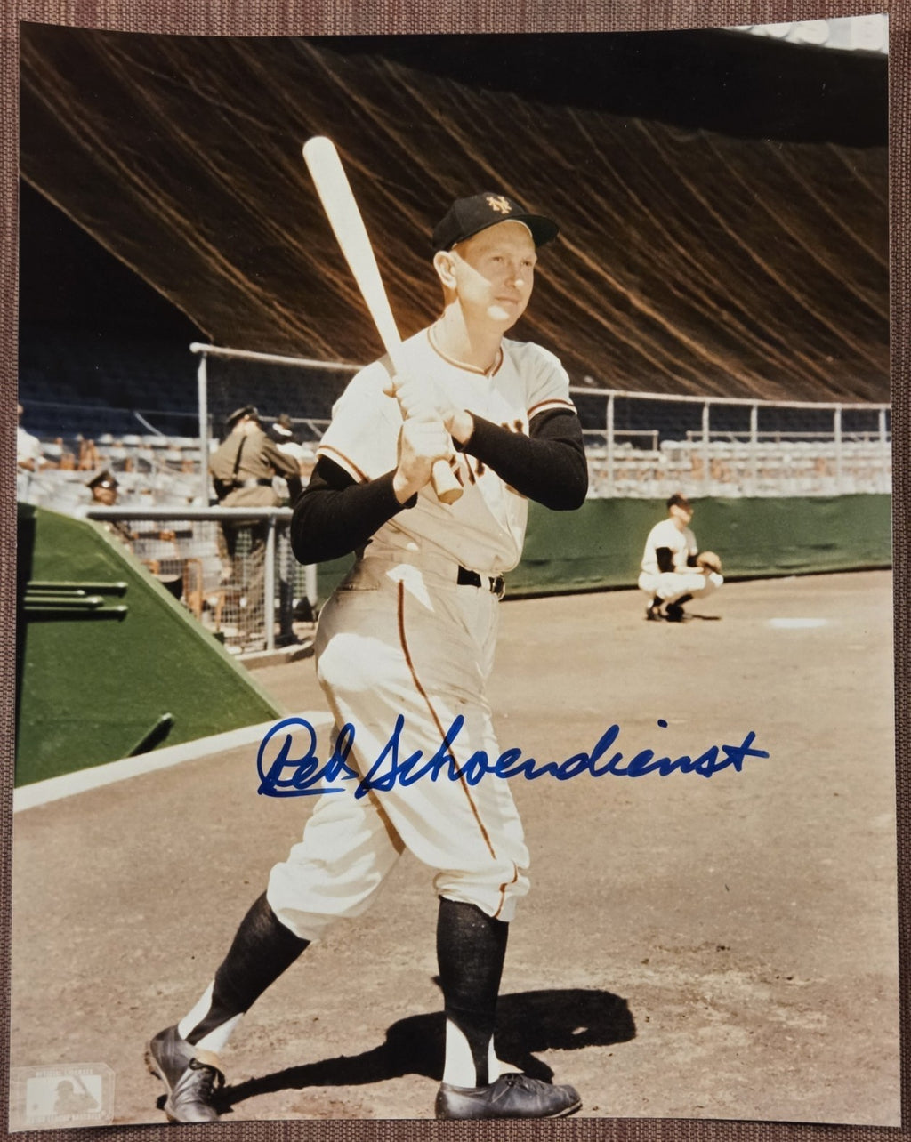 Red Schoendienst Auto New York Giants Original Baseball 8x10 Photo JSA HOF0